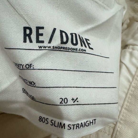 NWT Re/Done 80s Slim Straight Leg jeans in Vintage White - Picture 7 of 8